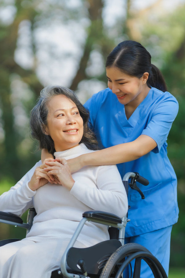 caregiver assist the needs of her patient